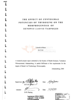 The effect of Centesimal potencies of Thyroxine on the morphogenesis of Xenopus laevis tadpoles