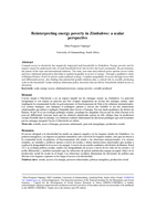 Reinterpreting energy poverty in Zimbabwe : a scalar perspective