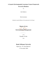 A generic environmental awareness course framework for use by business
