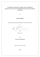 Counterfeit card fraud : is there a need to introduce legislation to facilitate the prosecution of related criminal activities?
