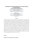 Assessment of waste management in the South African chemical industry