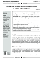 Fast-tracking authentic leadership development by means of a programme