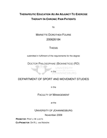 Therapeutic education as an adjunct to exercise therapy in chronic pain patients