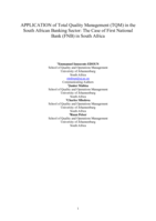 Application of Total Quality Management (TQM) in the South African banking sector : the case of First National Bank (FNB) in South Africa