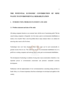 The potential economic contribution of mine waste to environmental rehabilitation