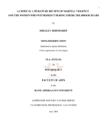 A critical literature review of marital violence and the women who witnessed it during their childhood years