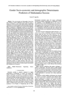 Gender socio-economic and demographic determinants predictors of mathematics success