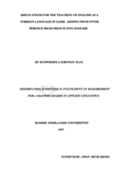 Implications for the teaching of English as a foreign language in Zaire arising from interference from French into English