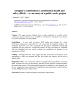 Designer's contribution to construction health and safety (H&S) - a case study of a public works project