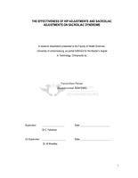 The effectiveness of hip adjustments and sacroiliac adjustments on sacroiliac syndrome