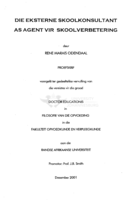 Die eksterne skoolkonsultant as agent vir skoolverbetering