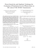 Power sensitivity and algebraic technique for evaluation of penetration level of photovoltaic on DC link of VSC HVDC transmission