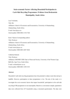 Socio-economic factors affecting household participation in curb-side Recycling programmes : evidence from Drakenstein municipality, South Africa