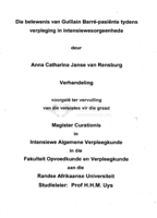 Die belewenis van Guillain Barre-pasiente tydens verpleging in intensiewesorgeenhede