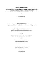 Project management : guidelines for the implementation methodology of an enterprise resource management system