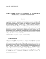 Effective facilities management of residential properties : a literature review