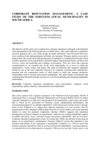 Corporate reputation management : a case study of the Emfuleni local municipality in South Africa