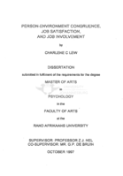 Person-environment congruence, job satisfaction and job involvement
