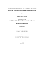 Academic staff's perceptions of learnership programme delivery at a further education and training institution.