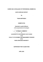 Career and life balance of professional women in a South African context