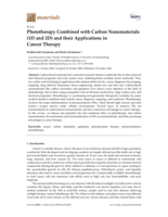 Phototherapy combined with carbon nanomaterials (1D and 2D) and their applications in cancer therapy