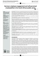 Burnout, employee engagement and self-perceived employability in the South African public sector