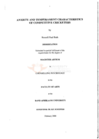 Anxiety and temperament characteristics of competitive cricketers