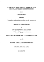 'n Kritiese analise van NICRO se YES-program vir jeugoortreders