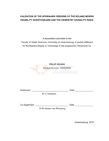 Validation of the Afrikaans versions of the Roland Morris Disability Questionnaire and the Oswestry Disability Index