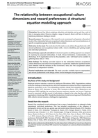 The relationship between occupational culture dimensions and reward preferences : A structural equation modelling approach