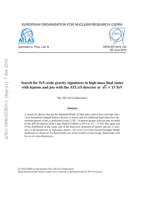 Search for TeV-scale gravity signatures in high-mass final states with leptons and jets with the ATLAS detector at √s = 13 TeV