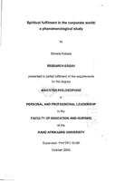 Spiritual fulfilment in the corporate world : a phenomenological study