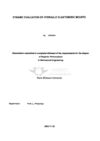 Dynamic evaluation of hydraulic elastomeric mounts