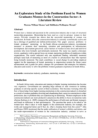 An exploratory study of the problems faced by women graduates mentees in the construction sector : a literature review