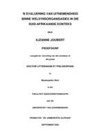 'n Evaluering van uitnemendheid binne welsynsorgorganisasies in die Suid-Afrikaanse konteks