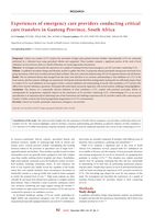 Experiences of emergency care providers conducting critical  care transfers in Gauteng Province, South Africa