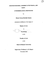 Behaviour and moral judgement after frontal lobe injury : a phenomenological investigation