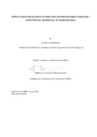 Supply chain excellence in the chilled process meat industry : with special reference to warehousing