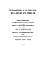 Die Godsredes in die boek Job, ideologie en eko-ideologie.