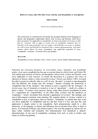 Before Levinas, after Derrida : from Alterity and Hospitality to Xenophobia
