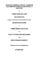 Effective learning in a virtual classroom for computer studies in a high school : a case study