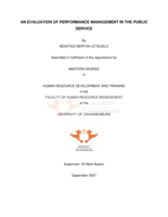 An evaluation of performance management in the public service