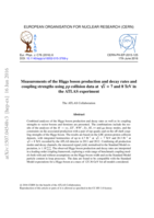 Measurements of the Higgs boson production and decay rates and coupling strengths using pp  collision data at √s = 7 and 8 TeV in the ATLAS experiment