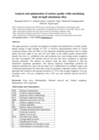 Analysis and optimization of surface quality while machining  high strength aluminium alloy