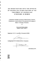 An investigation into the effects of sacroiliac stabilisation in the treatment of sacroiliac syndrome in women