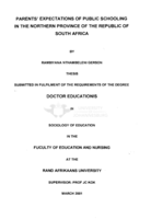 Parents' expectations of public schooling in the Northern Province of the Republic of South Africa