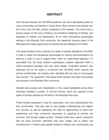 Recommendations for "weaving a circle of care" for families affected by HIV/AIDS in a specific south rand community
