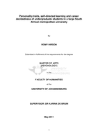 Personality traits, self-directed learning and career decidedness of undergraduate students in a large South African metropolitan university