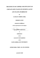 The effects of copper and effluent on certain life stages of Xenopus laevis and Tilapia sparrmanii