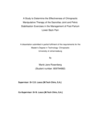 A study to determine the effectiveness of chiropractic manipulative therapy of the sacroiliac joint and pelvic stabilisation exercises in the management of post-partum lower back pain